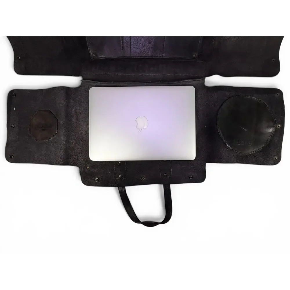 Bed Stu Commuter Laptop Bag Black‎ Leather Messenger Tote 15 Inch Unisex
